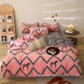 Cute cartoon printing velvet polyester home bedding sets